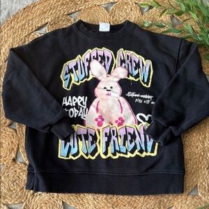 ZARA Boxy Crew Sweatshirt Stuffed Crew Bunny. Size 9